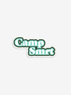 Pictured is a sticker that has the words Camp SMRT in white and outlined in retro green. Perfect for your 4runner or roof top tent! Available for sale by SMRT Tent in Denver, Colorado, USA.